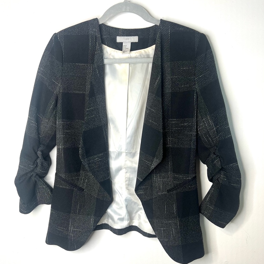 H&M Black Plaid Blazer